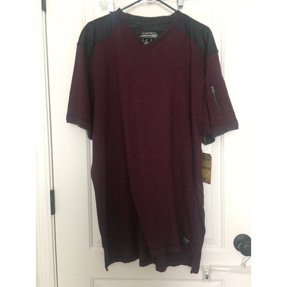 Aknowledge Men's Big & Tall Short Sleeve Shirt Top Size 3XB Burgundy Black